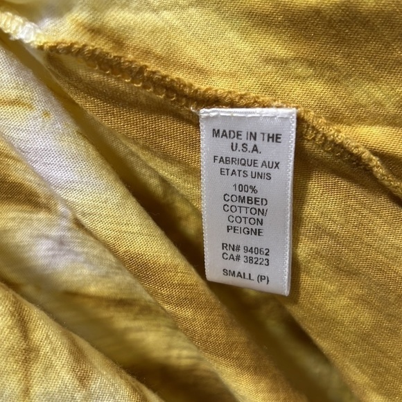 anthropologie Language Los Angeles Mustard Yellow Tie Dye Short Sleeve Shirt - Picture 6 of 8
